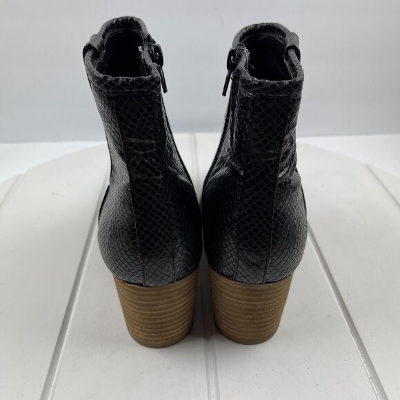 CARLOS By Carlos Santana Rowan Womens 8 M Western Ankle Boots Black Snakeskin - Picture 4 of 8